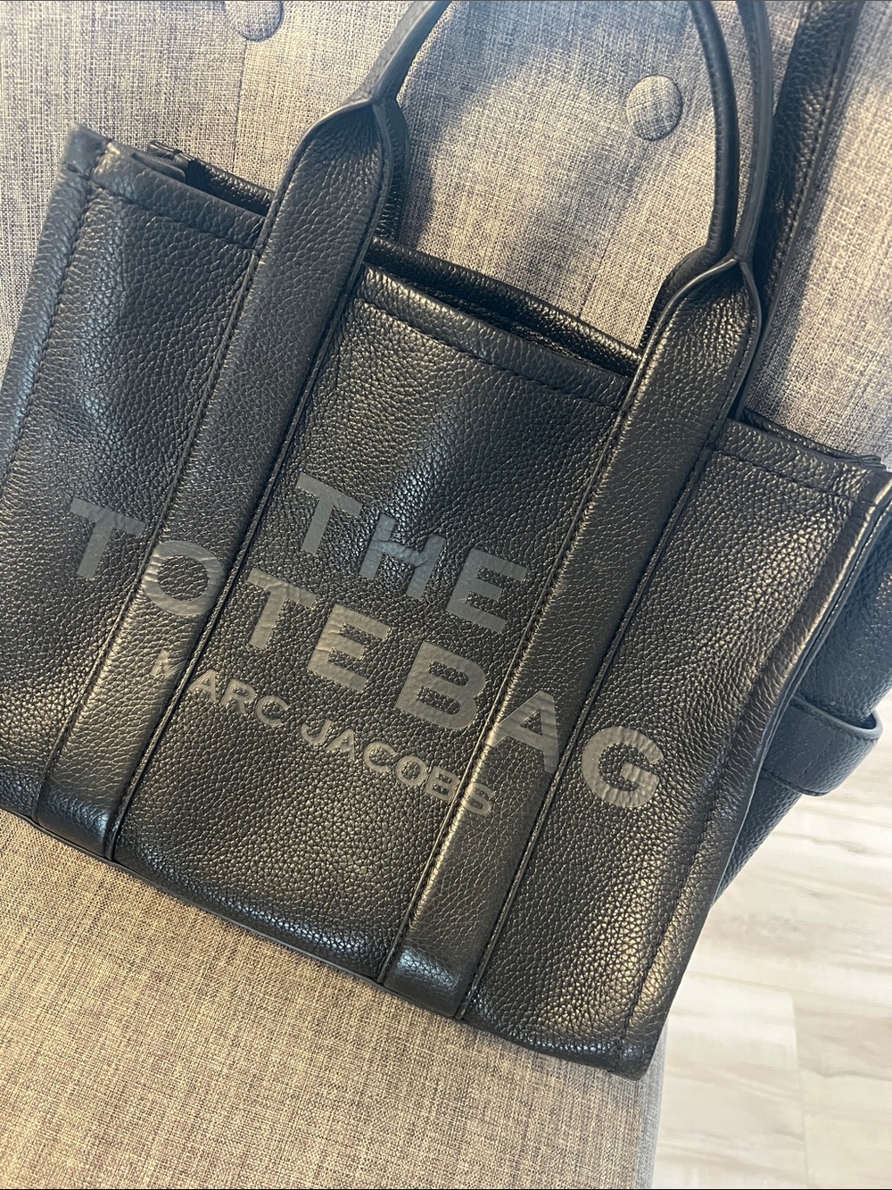Marc Jacobs Black Pebbled Leather The Tote Bag